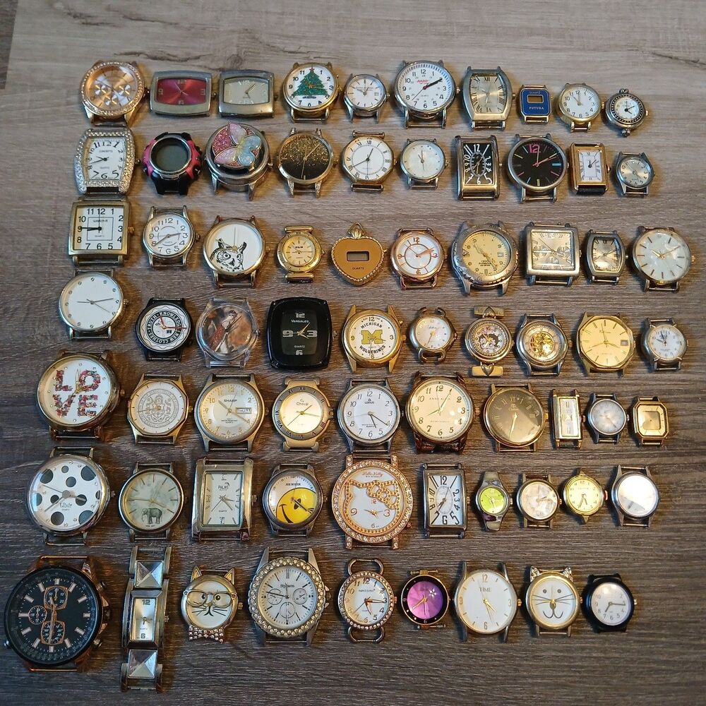 Bulk Lot 65+ Watch Heads Parts/Repair/Crafting Lorus Mudd Timex Untested -Q3